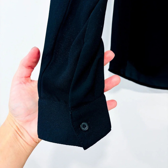 SEARS – Black sheer long-sleeve blouse | Button-down top - Picture 4 of 8